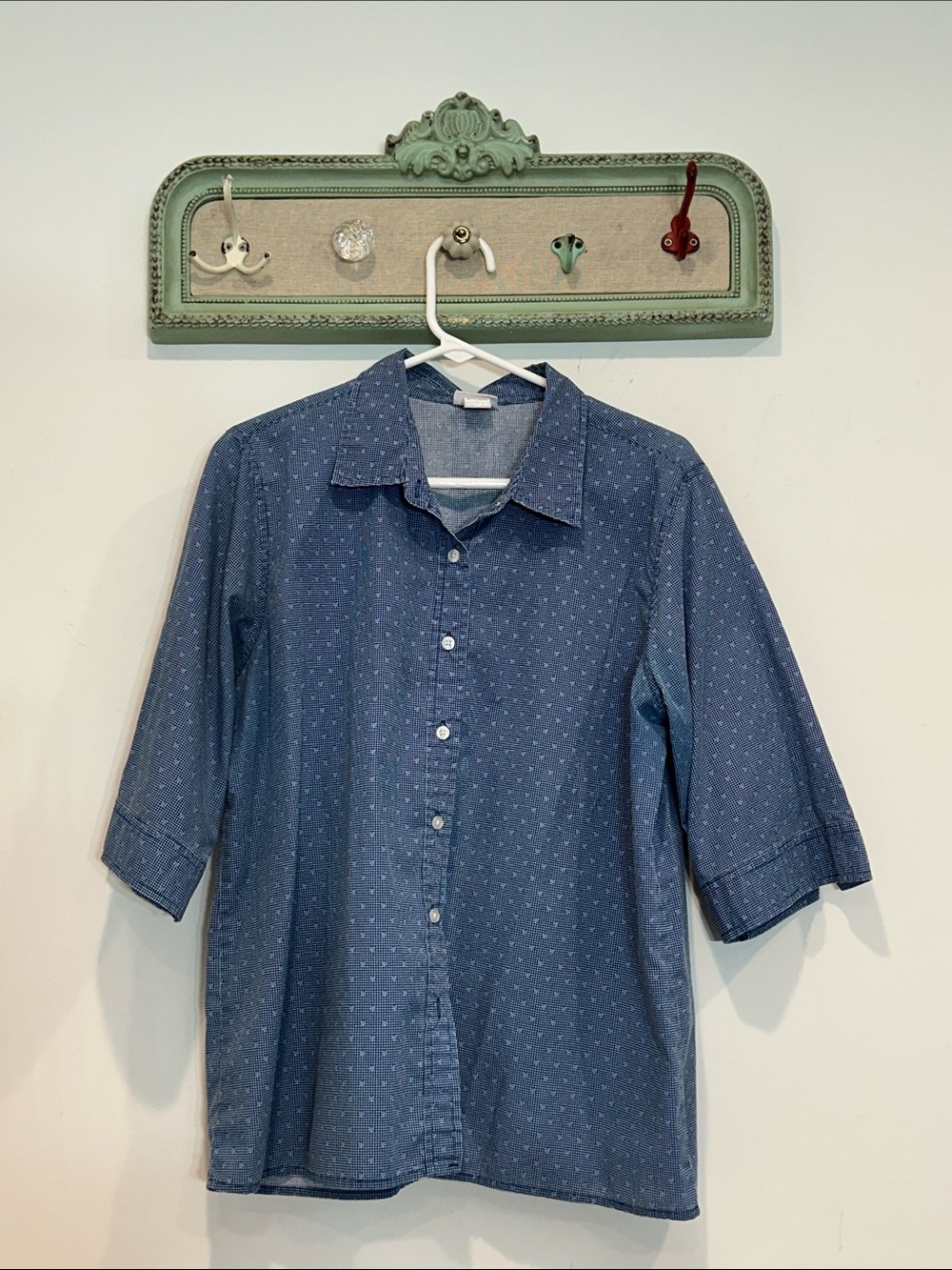Vintage American Sweetheart Short Sleeve 90s polka dot gingham print shirt large